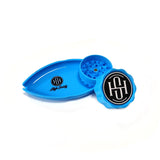 High Society | Mini Rolling Tray Grinder Combo - Neon Blue