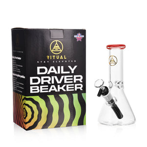 Ritual Smoke - Daily Driver 8" Beaker w/ American Color Accents - Crimson