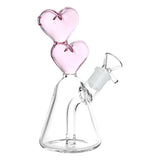 Hearts Converge Glass Water Pipe - 6.75" / 14mm F