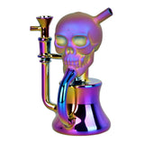 Solemn Skull Electroplated Glass Recycler - 6.75" / 14mm F / Colors Vary