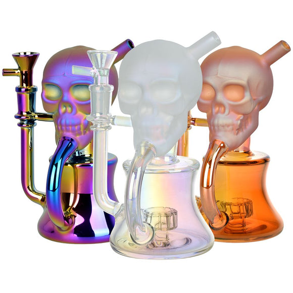 Solemn Skull Electroplated Glass Recycler - 6.75