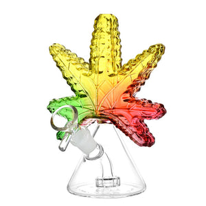 420 Leaf Glass Water Pipe - 6.5" / 14mm F / Colors Vary