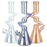 Twisty Tunnel Electroplated Glass Water Pipe - 14.75" / 14mm F / Colors Vary