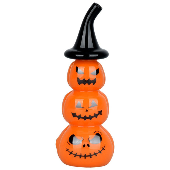 Stacked Jack-O-Lantern Glass Hand Pipe - 5