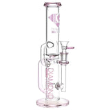 Diamond Glass Gold Inline Perc Recycler Water Pipe - 11" / 14mm F / Colors Vary