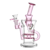 Diamond Glass Gold Ratchet Perc Recycler Water Pipe - 7.75" / 14mm F / Colors Vary