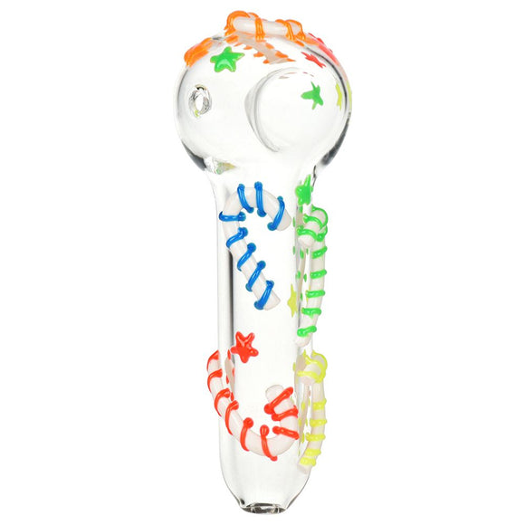 Neon Candy Cane Glass Spoon Pipe - 5