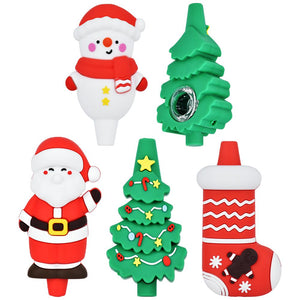 4CT BUNDLE - Christmas Collection Silicone Hand Pipe - 3.5" to 4.25" / Assorted Styles