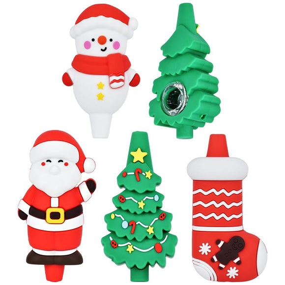 4CT BUNDLE - Christmas Collection Silicone Hand Pipe - 3.5