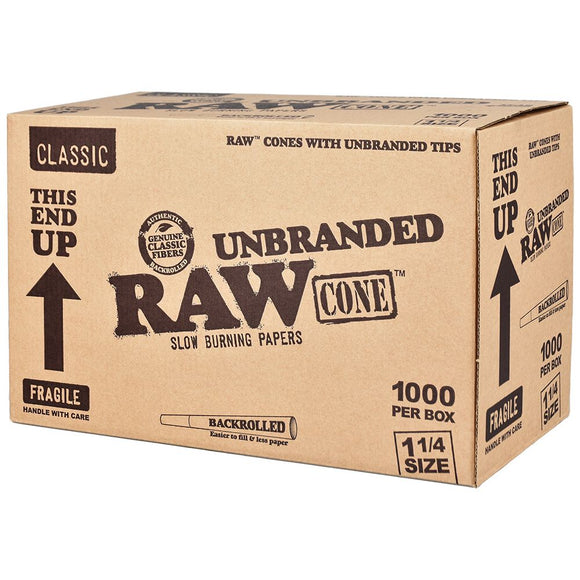 RAW Unbranded Classic Cones | 1 1/4 | 1000ct Bulk Box