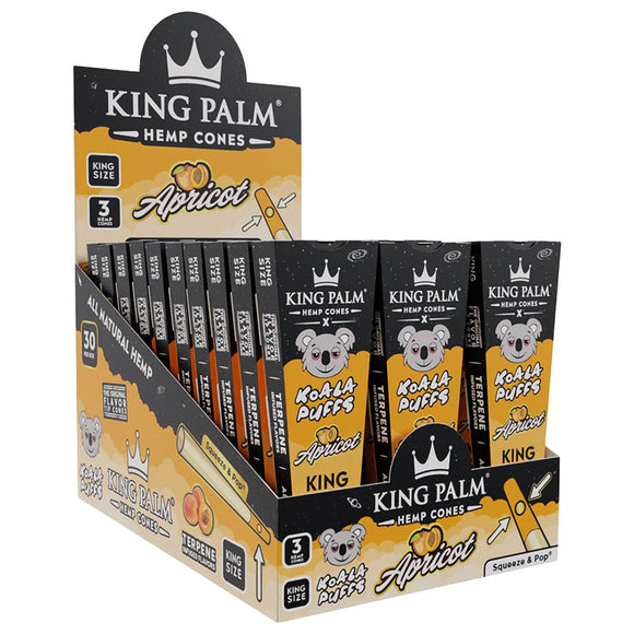 30PC DISP - King Palm x Koala Puffs Hemp Cones - King Size / 3pk / Apricot