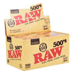 20PK DISPLAY - RAW Classic Creaseless 500's Papers - 500pc / 1 1/4"