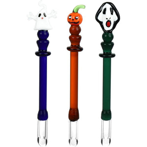 3CT BUNDLE - Uncanny Valley Halloween Assortment Scoop Tip Glass Dab Tools - 5.75"