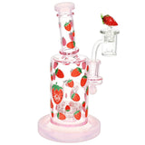 Pulsar Fruit Series Strawberry Cough Glow In The Dark Dab Rig Kit - 8" / 14mm F