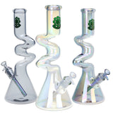 SeshGear Electro Zig Zag Beaker Glass Water Pipe - 14.75" / 14mm F / Colors Vary