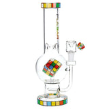 Pulsar Rubik's Cube Perc Bubble Base Glass Water Pipe - 12.5" / 14mm F