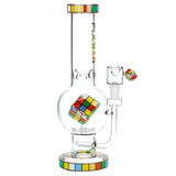 Pulsar Rubik's Cube Perc Bubble Base Glass Water Pipe - 12.5" / 14mm F