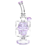 Pulsar Double Swiss Perc Blocks Glass Water Pipe - 12.5" / 14mm F / Blue