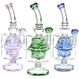 Pulsar Double Swiss Perc Blocks Glass Water Pipe - 12.5" / 14mm F / Blue