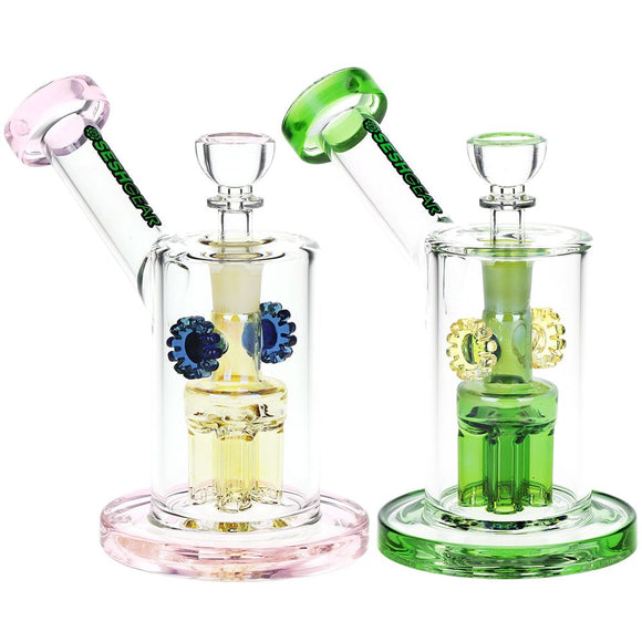 SeshGear Steampunk Gears Fumed Perc Glass Water Pipe | 6.5