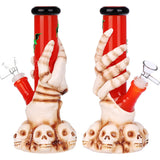 Skelly Grip w/ Bats Straight Tube Glass Water Pipe - 9" / 14mm F