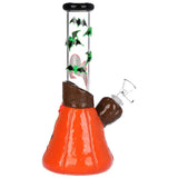 Bats 'n' Ghouls Jack-O-Lantern Glow in Dark Glass Water Pipe - 10" / 14mm F