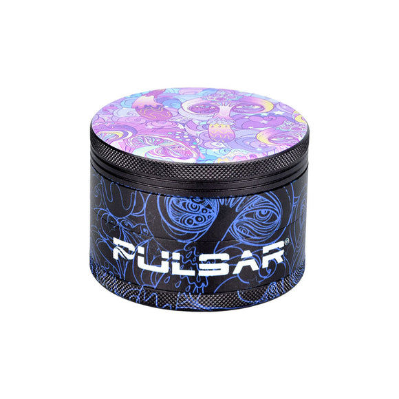 Pulsar Design Series Grinder with Side Art - Melting Mushroom / 4pc / 2.5