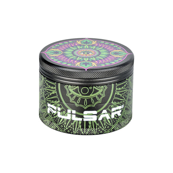 Pulsar Design Series Grinder with Side Art - Hemp Mandala / 4pc / 2.5