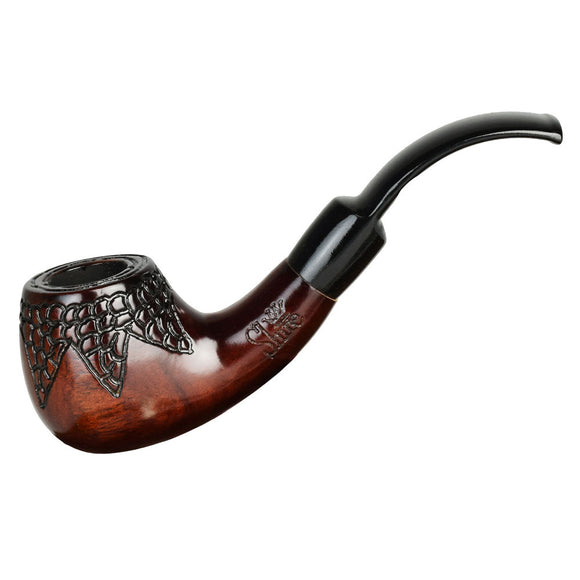Pulsar Shire Pipes Engraved Bowl Bent Apple Cherry Wood Pipe - 5.5